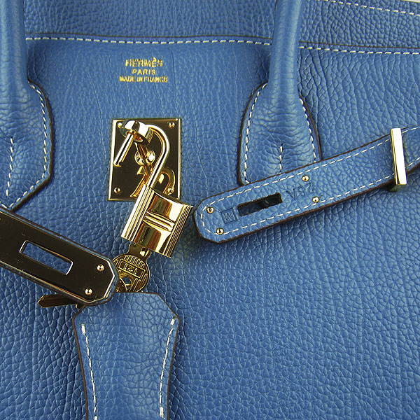 High Quality Fake Hermes Birkin 35CM Togo Leather Bag Blue 6089